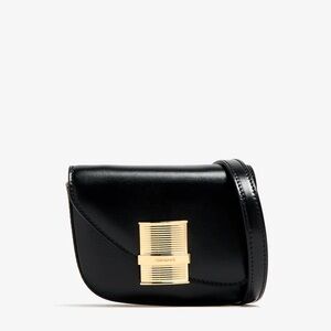 Salvatore Ferragamo Black Fiamma Crossbody Mini Bag with Gold Accent